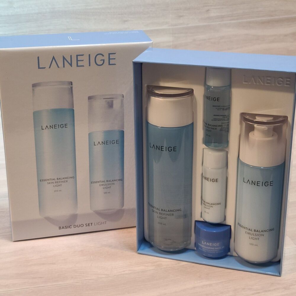 LANEIGE Basic Duo Set Light Moisture 5pc Skin Care Gift Set New Hydrating Toner